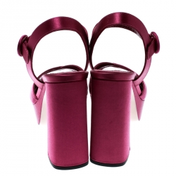 Prada Purple Satin Crisscross Platform Sandals Size 36.5