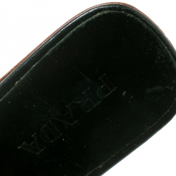 Pre Owned Prada Black Patent Leather Ankle Strap Thong Flats Sandals Size 37