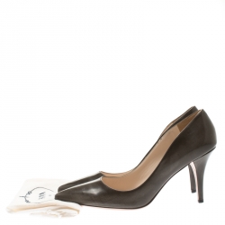 Prada Brown Leather Pointed Toe Pumps Size 39