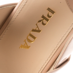 Pre Owned Prada Beige Patent Leather Espadrille Backstrap Wedge Sandals Size 39