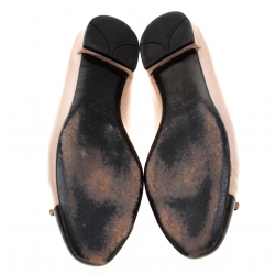 Pre Owned Prada Beige/Black Patent Leather Cap Toe Ballet Flats Size 38