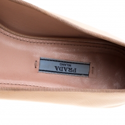 Pre Owned Prada Beige/Black Patent Leather Cap Toe Ballet Flats Size 38