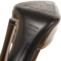 Pre Owned Prada Bronze Metallic Pointed Toe D'orsay Pumps Size 37