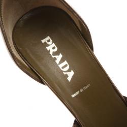 Pre Owned Prada Bronze Metallic Pointed Toe D'orsay Pumps Size 37