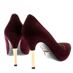 Pre Owned Prada Burgundy Suede Almond Toe Pumps Size 40