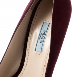Pre Owned Prada Burgundy Suede Almond Toe Pumps Size 40