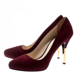 Pre Owned Prada Burgundy Suede Almond Toe Pumps Size 40