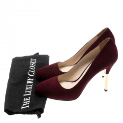 Pre Owned Prada Burgundy Suede Almond Toe Pumps Size 40