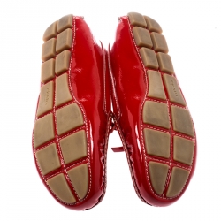 Pre Owned Prada Red Patent Leather Bow Loafers Size 39.5