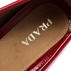 Pre Owned Prada Red Patent Leather Bow Loafers Size 39.5