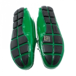 Pre Owned Prada Green Patent Leather Bow Loafers Size 39