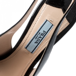 Prada Black Patent Leather Platform Slingback Sandals Size 36.5