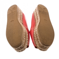 Pre Owned Prada Red Leather Open Toe Platform Espadrilles Size 40