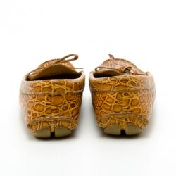 مملوكة مسبقًا Prada Brown Croc Embossed Leather Loafers Size 37