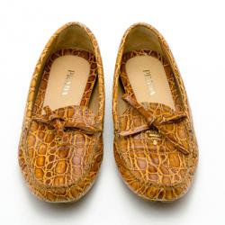 مملوكة مسبقًا Prada Brown Croc Embossed Leather Loafers Size 37