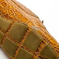 مملوكة مسبقًا Prada Brown Croc Embossed Leather Loafers Size 37