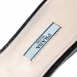 Pre Owned Prada Black Croc Embossed Leather Slide Size 40