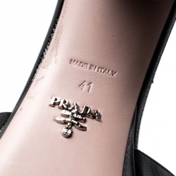 Pre Owned Prada Black Saffiano Leather Bow Block Heel Sandals Size 41