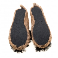 Pre Owned Prada Multicolor Goat Hair And Shearling Loafers Size 37