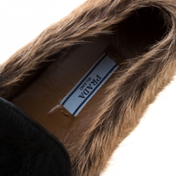 Pre Owned Prada Multicolor Goat Hair And Shearling Loafers Size 37