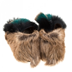 Pre Owned Prada Multicolor Goat Hair And Shearling Loafers Size 37