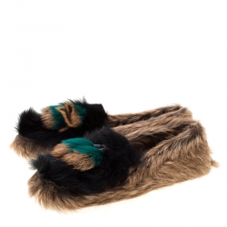 Pre Owned Prada Multicolor Goat Hair And Shearling Loafers Size 37