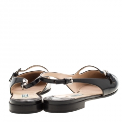 Pre Owned Prada Black Leather Spazzoalto Slingback Pointed Toe Flats Sandals Size 39