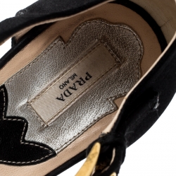 Prada Black Satin Crystal Embellished Heel Ankle Strap Open Toe Sandals Size 36.5