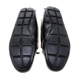 Pre Owned Prada Black Patent Saffiano Leather Bow Loafers Size 41