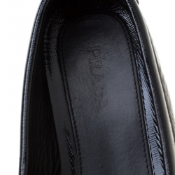 Pre Owned Prada Black Patent Saffiano Leather Bow Loafers Size 41