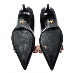Pre Owned Prada Black Leather Bow Detail Pointed Toe Pumps Size 38