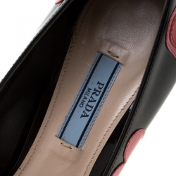 Pre Owned Prada Black Patent Leather Heart Appliquè Pointed Toe Pumps Size 38