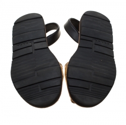 Pre Owned Prada Metallic Gold/Black Python Embossed Leather Flat Slingback Sandals Size 39