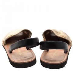 Pre Owned Prada Metallic Gold/Black Python Embossed Leather Flat Slingback Sandals Size 39