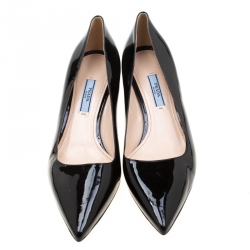 Pre Owned Prada Black Patent Leather Pointed Toe Pumps Size 38.5