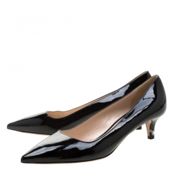 Pre Owned Prada Black Patent Leather Pointed Toe Pumps Size 38.5