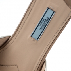 Pre Owned Prada Beige Saffiano Leather Slip On Slides Size 39