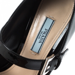 Pre Owned Prada Black Patent Leather Mary Jane Block Heel Pumps Size 38