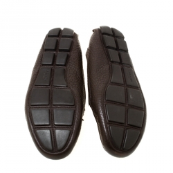 Pre Owned Prada Brown Leather Bow Slip On Loafers Size 37