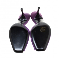 Pre Owned Prada Purple Satin Open Toe Slides Size 37