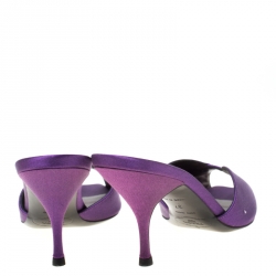 Pre Owned Prada Purple Satin Open Toe Slides Size 37