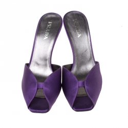 Pre Owned Prada Purple Satin Open Toe Slides Size 37