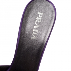 Pre Owned Prada Purple Satin Open Toe Slides Size 37