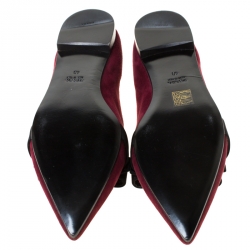 Pre Owned Prada Burgundy/Black Suede Bow Pointed Toe Flats Size 40