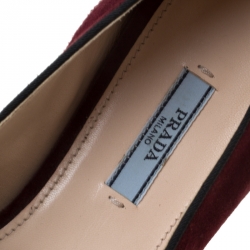 Pre Owned Prada Burgundy/Black Suede Bow Pointed Toe Flats Size 40