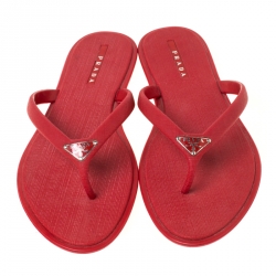 Prada Sport Red Crosshatched Thong Sandals Size 38
