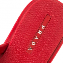 Prada Sport Red Crosshatched Thong Sandals Size 38