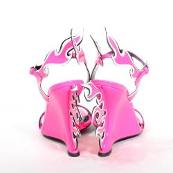 Pre Owned Prada Neon Pink Patent Leather 2018 Flame Sandals Size 38
