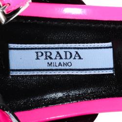 Pre Owned Prada Neon Pink Patent Leather 2018 Flame Sandals Size 38