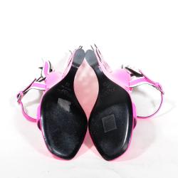 Pre Owned Prada Neon Pink Patent Leather 2018 Flame Sandals Size 38